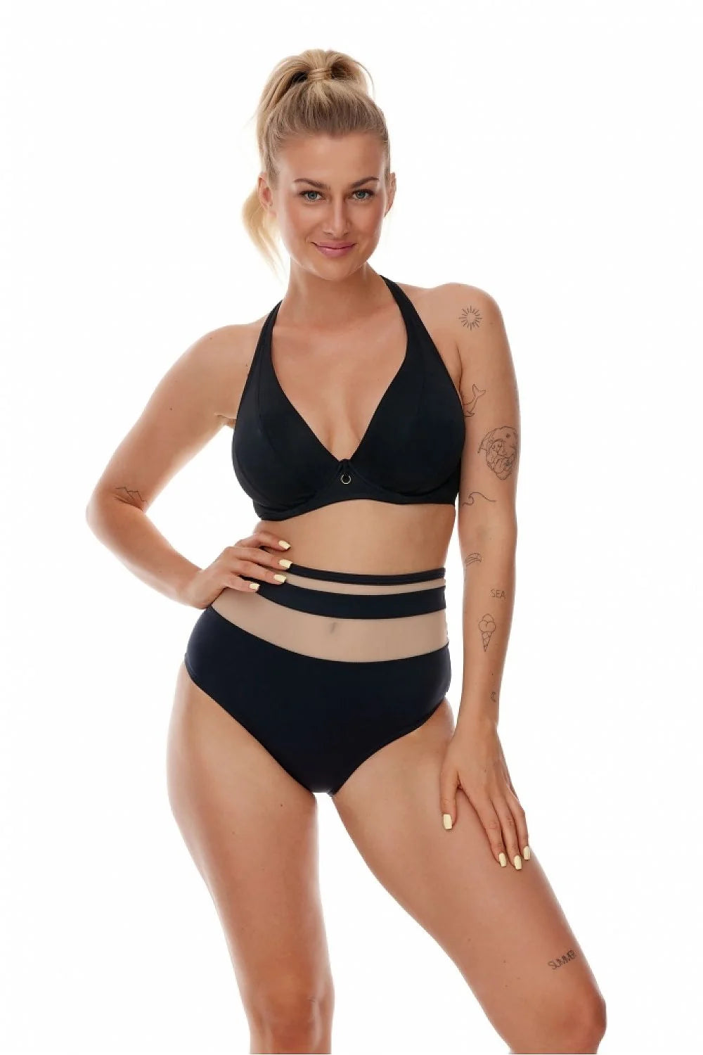 Maillot de bain bikini soutien-gorge nageur Lupo Line à armatures black tricoté confortable maintien parfait poitrine moyenne forte dos nu élégant plage piscine