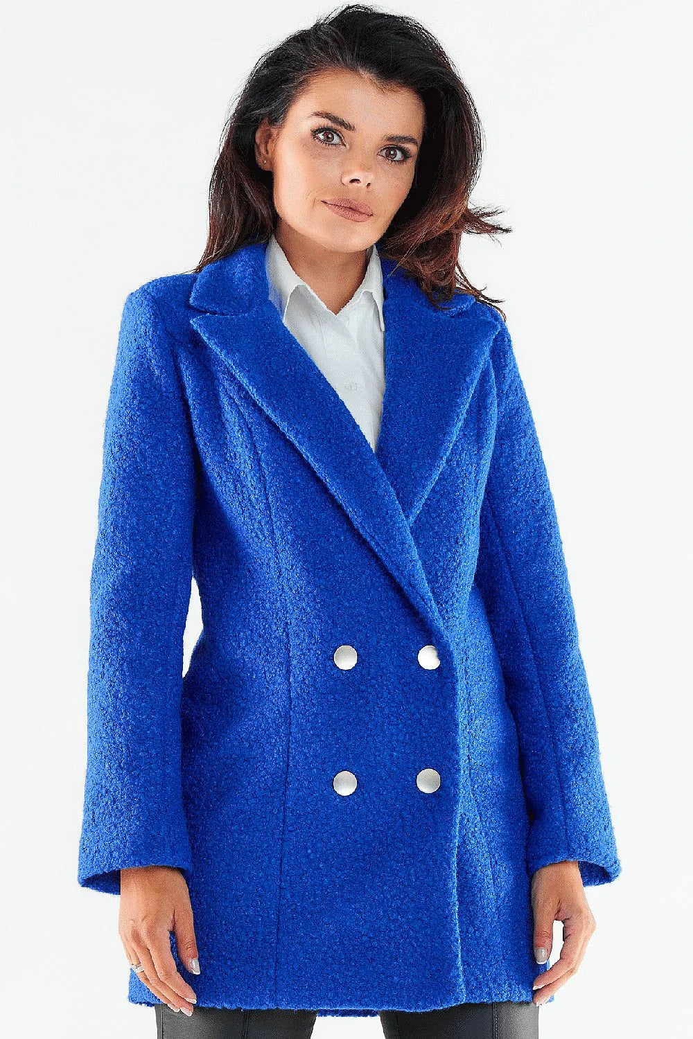 Manteau pour femme élégant à carreaux pied-de-poule double boutonnage en polyester 100 % taille ajustable occasions multiples style intemporel