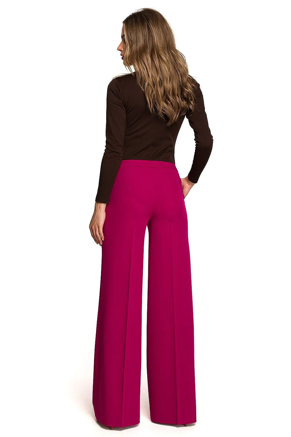 Pantalon femme Stylove élégant sophistiqué coupe palazzo vert émeraude taille haute matériaux luxueux manches longues haute qualité