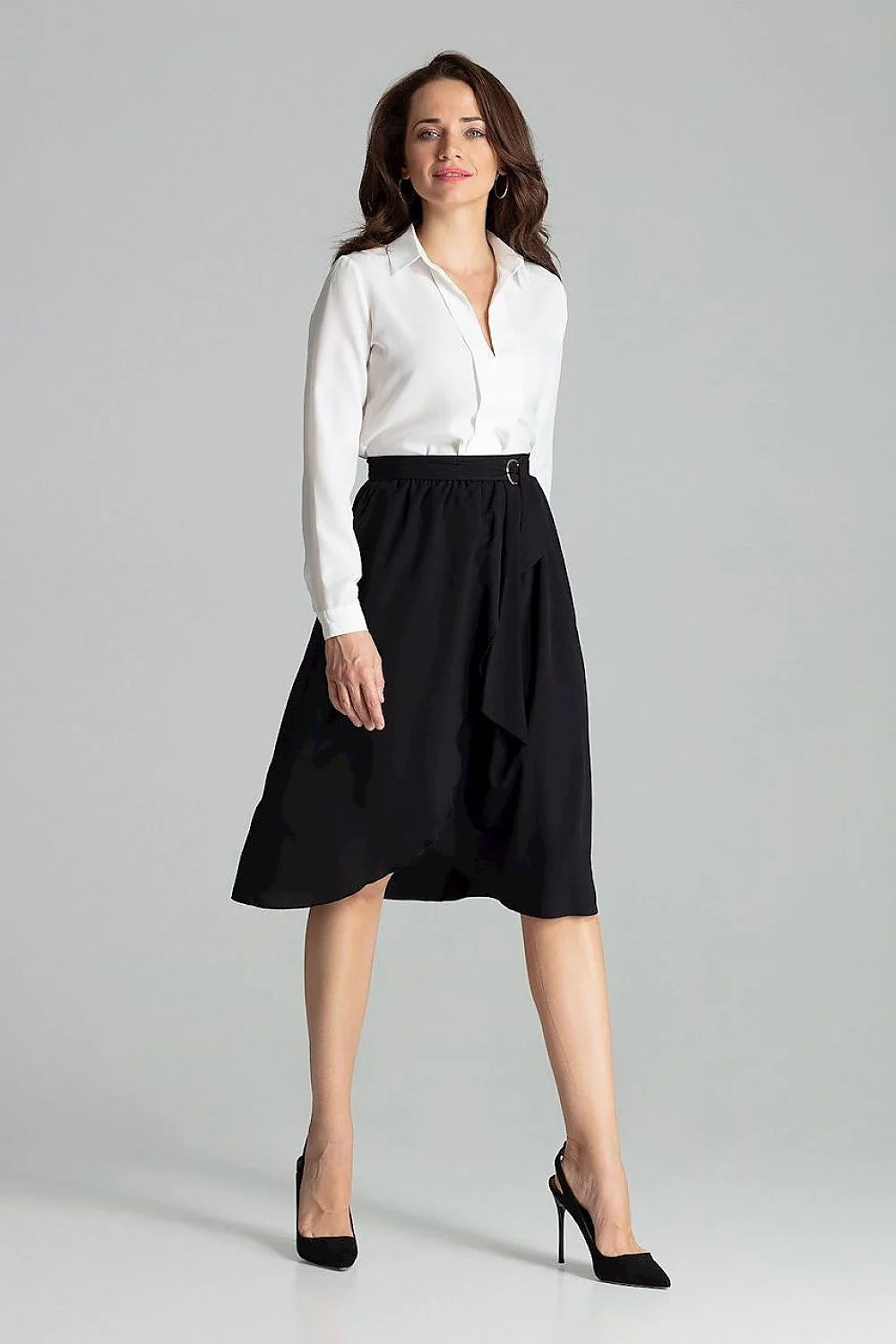 Ensemble chemisier jupe portefeuille coton polyester ajusté élégant professionnel femme silhouette raffinée occasions spéciales