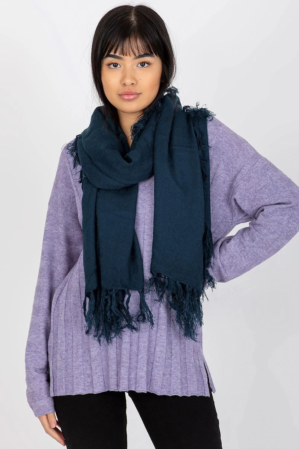 écharpe femme acrylique longue franges anthracite gris grand format enveloppante texturée douce chaude légère volumineuse bohème