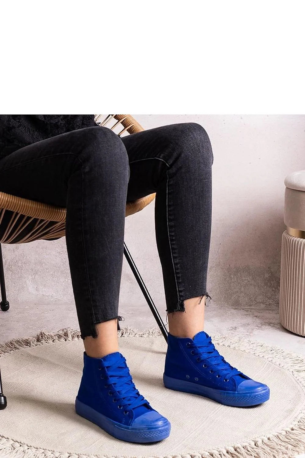 Baskets montantes pour femmes design moderne couleur électrique tissu caoutchouc lacets assortis semelle antidérapante occasion urbaine casual