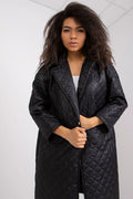 Manteau pour femme style moderne élégant matelassé long manches longues couleur noire polyester 100% S M