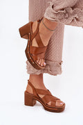 Sandales à talons bloc cuir naturel élégantes pour femmes, style contemporain, occasions formelles, confort toute la journée