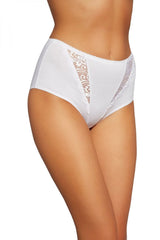 culotte haute femme dentelle coton elastane confortable classique blanche taille S M L XL soutien respirant douceur finitions festonnees