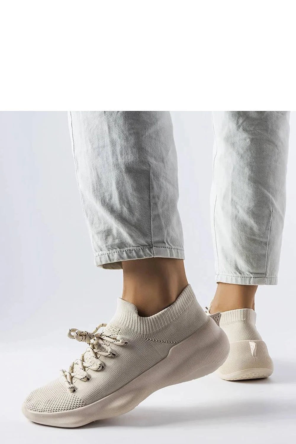 Baskets Solea femmes beige sport modernes minimalistes tige tricotée semelle caoutchouc épaissie respirantes confortables été