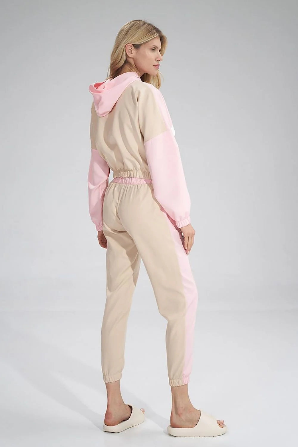 Pantalon survêtement femme tissu synthétique décontracté blanc élégant bandes carreaux confort ceinture élastique