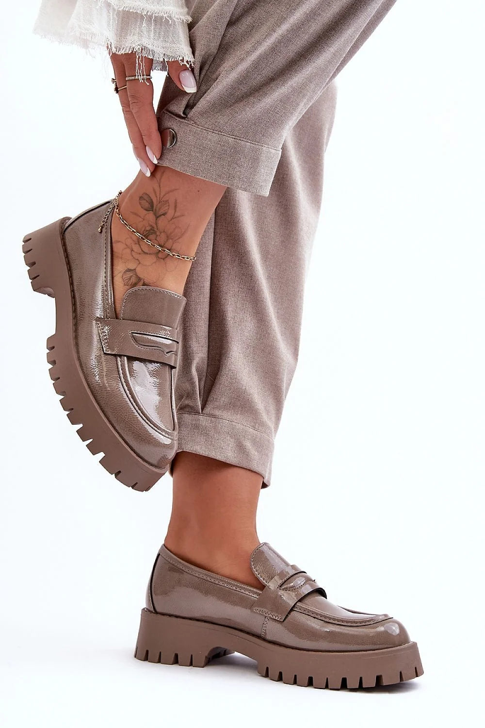 Chaussures basses à talons Step in style design moderne élégant cuir artificiel taupe femmes confortable semelle épaisse plateforme 3 cm talon 4 cm