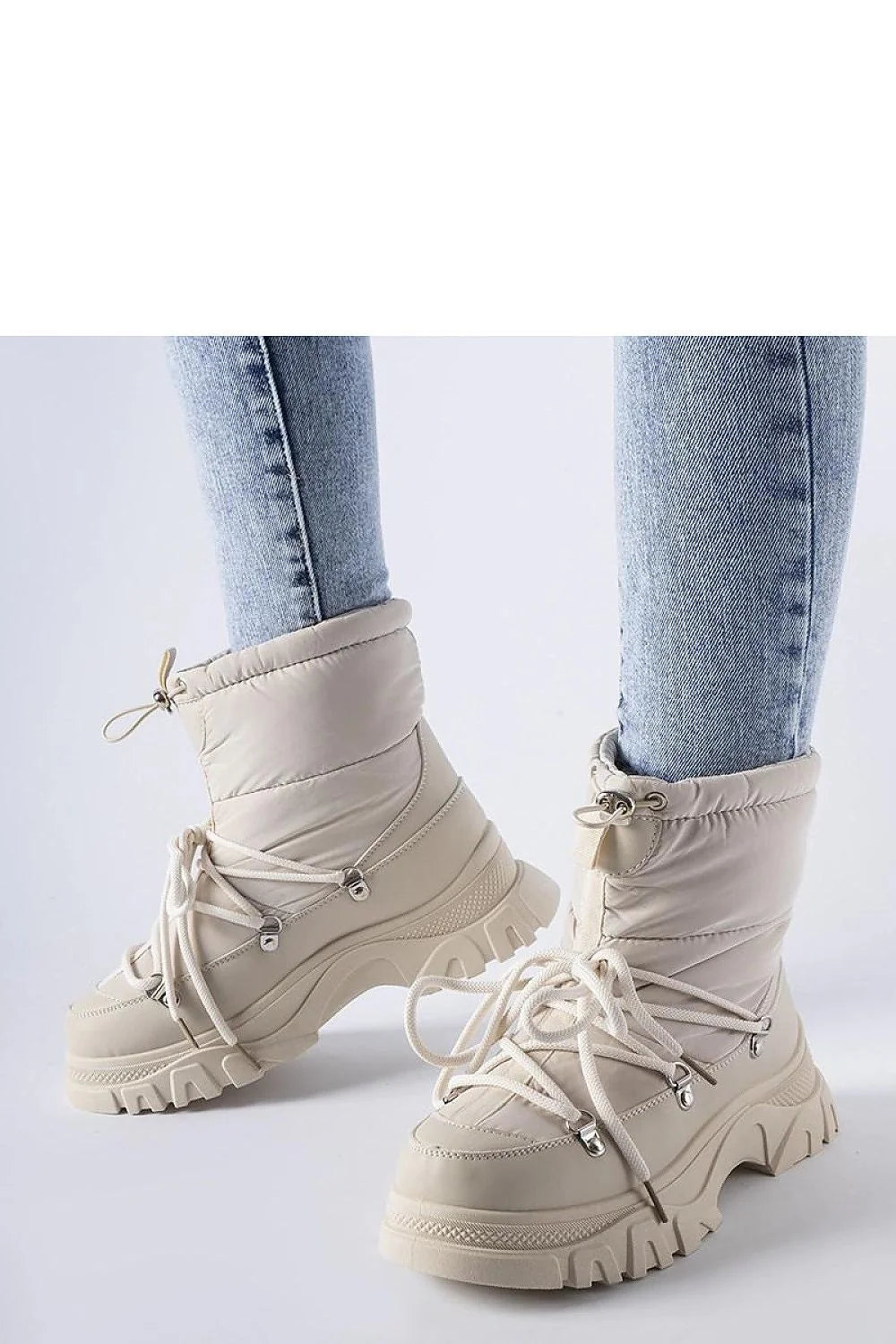 Bottes de neige pour femmes style moderne doux et confortable isolation thermique matériau résistant couleur crème hiver