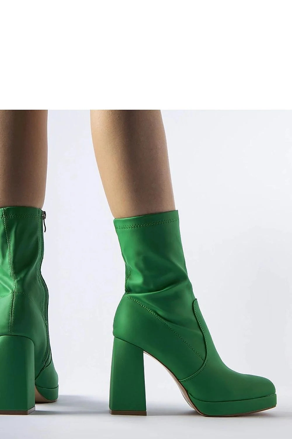 Bottes vertes à talon carré haut en simili cuir écolo pour femmes, style audacieux, confortable, élégant