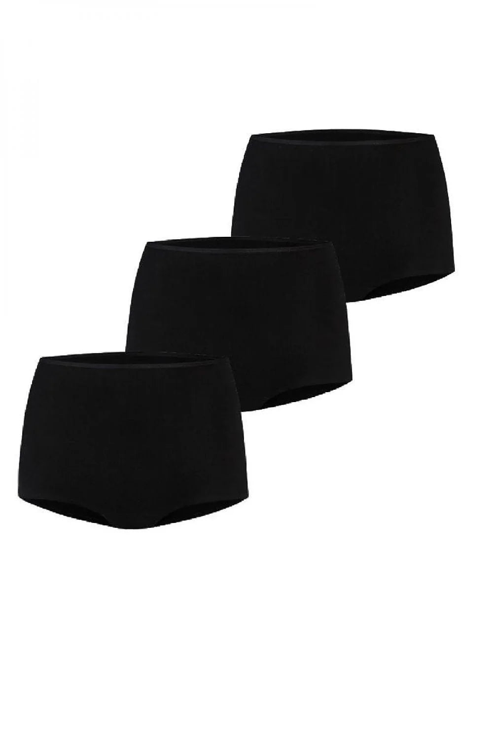 Culottes femmes noires en coton élasthanne haute taille élastique confortables maintien optimal sous-vêtements quotidiens