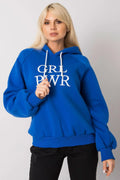 Sweatshirt femme oversize coton polyester bleu vif urbain moderne confortable manches longues GRL PWR