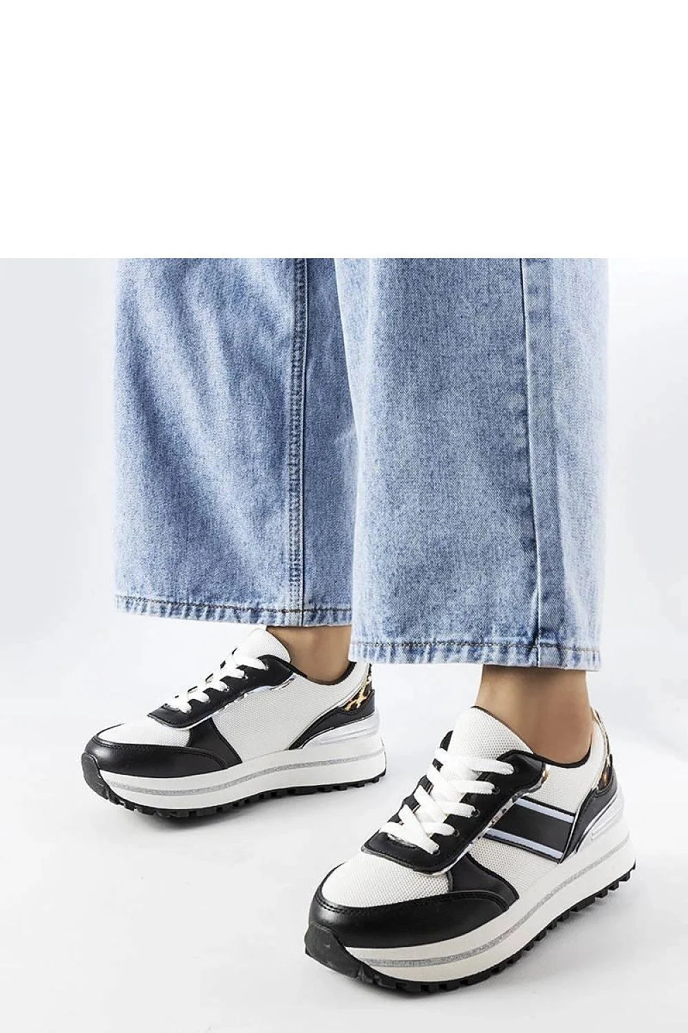 Baskets modernes élégantes pour femme cuir synthétique plateforme épaisse semelle amortie style sport-chic paillettes métalliques
