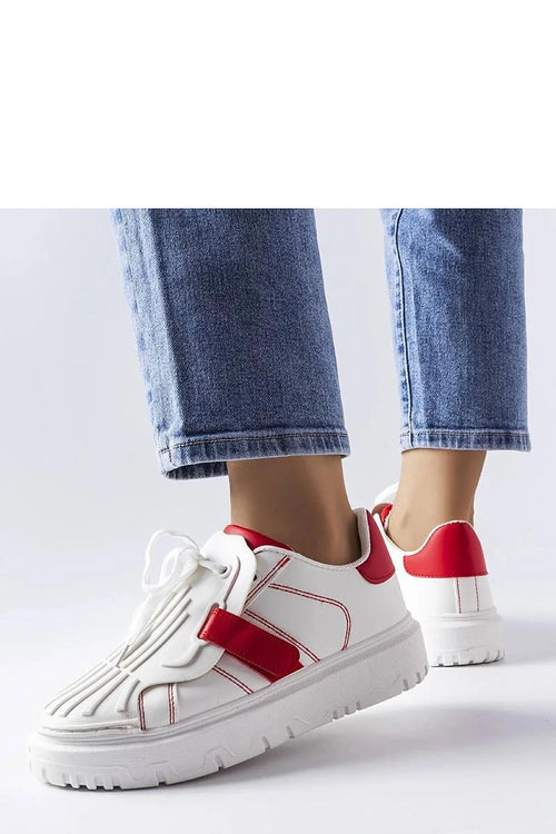 baskets femme blanches rouges similicuir tissu semelle épaisse crantée antidérapante plateforme basse lacets plats languette frangée col rembourré urbain