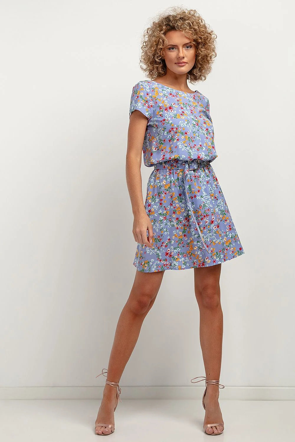 Robe de jour Tessita fleurie multicolore coton polyester light blue femme occasion estivale taille ajustable