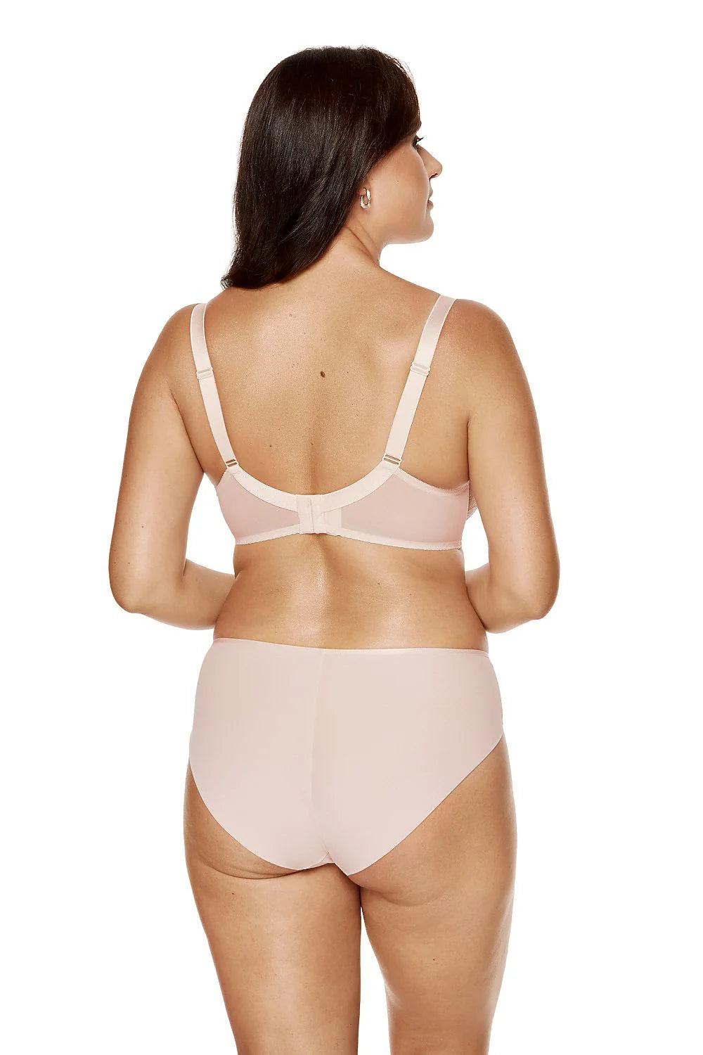 Ensemble de lingerie féminine élégant dentelle florale nude rose soutien-gorge culotte microfibre doux confort ajustable Poland