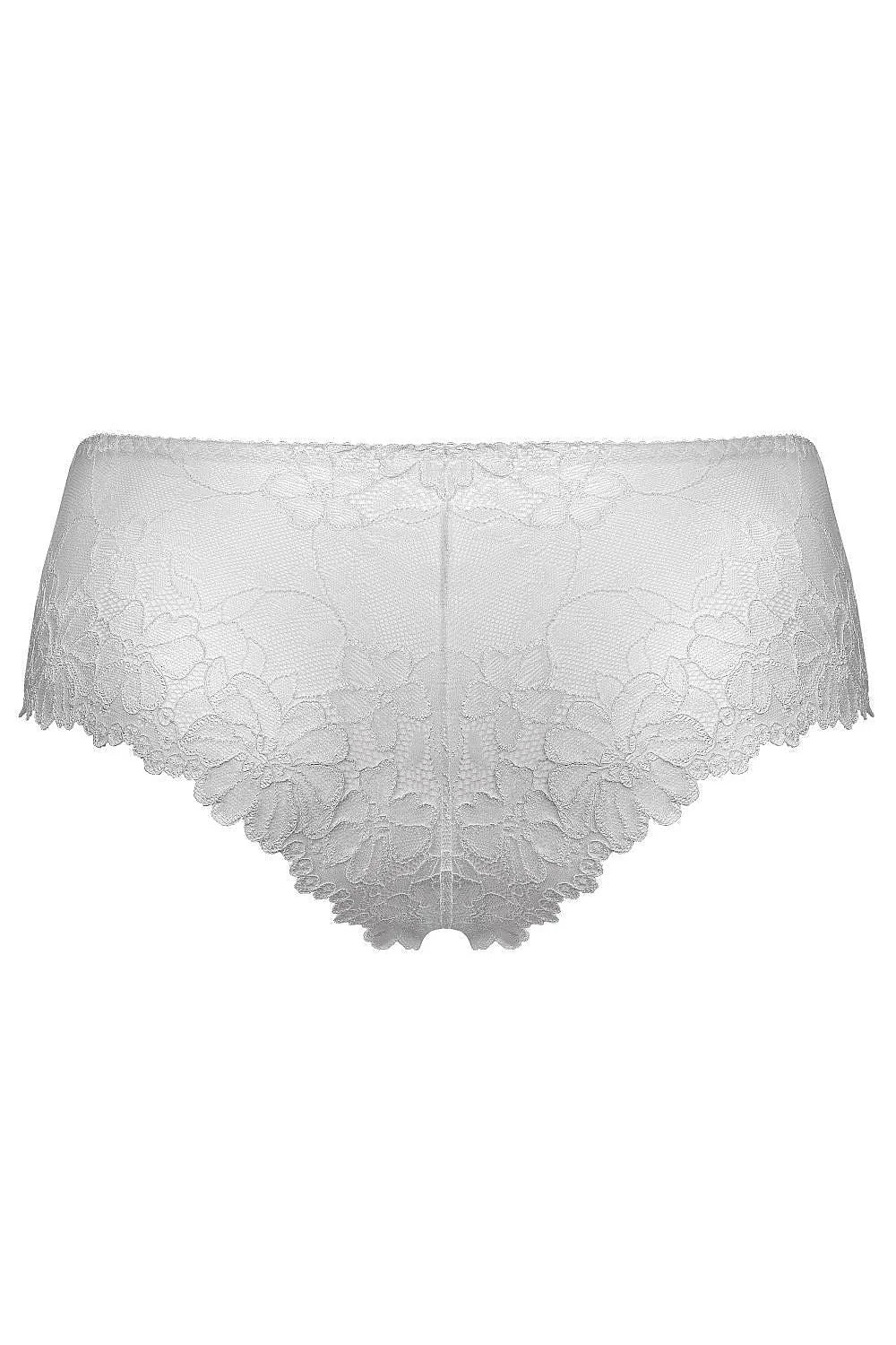 Shorty dentelle floral blanc lingerie féminine élégant gousset coton confort taille ajustable femmes sexy