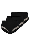 Ensemble de culottes femmes noir taille haute coton élasthanne détails mesh confort style moderne cadeau occasions spéciales