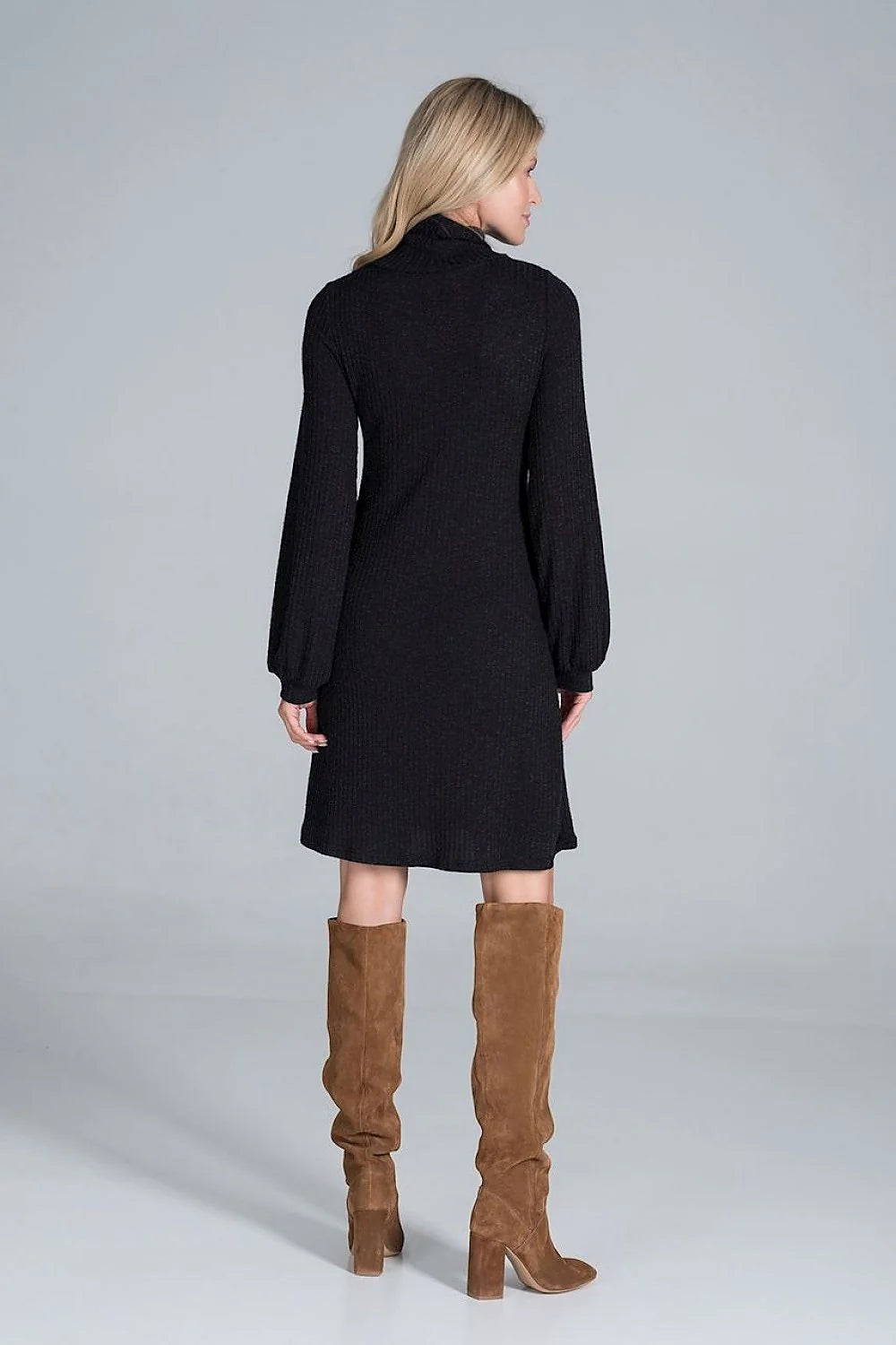 Robe bordeaux en maille côtelée élégante casual manches longues style chic pour femmes modernes