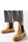 Bottines Chelsea pour femmes en suède beige gousset élastique noir confortable style classique casual-chic