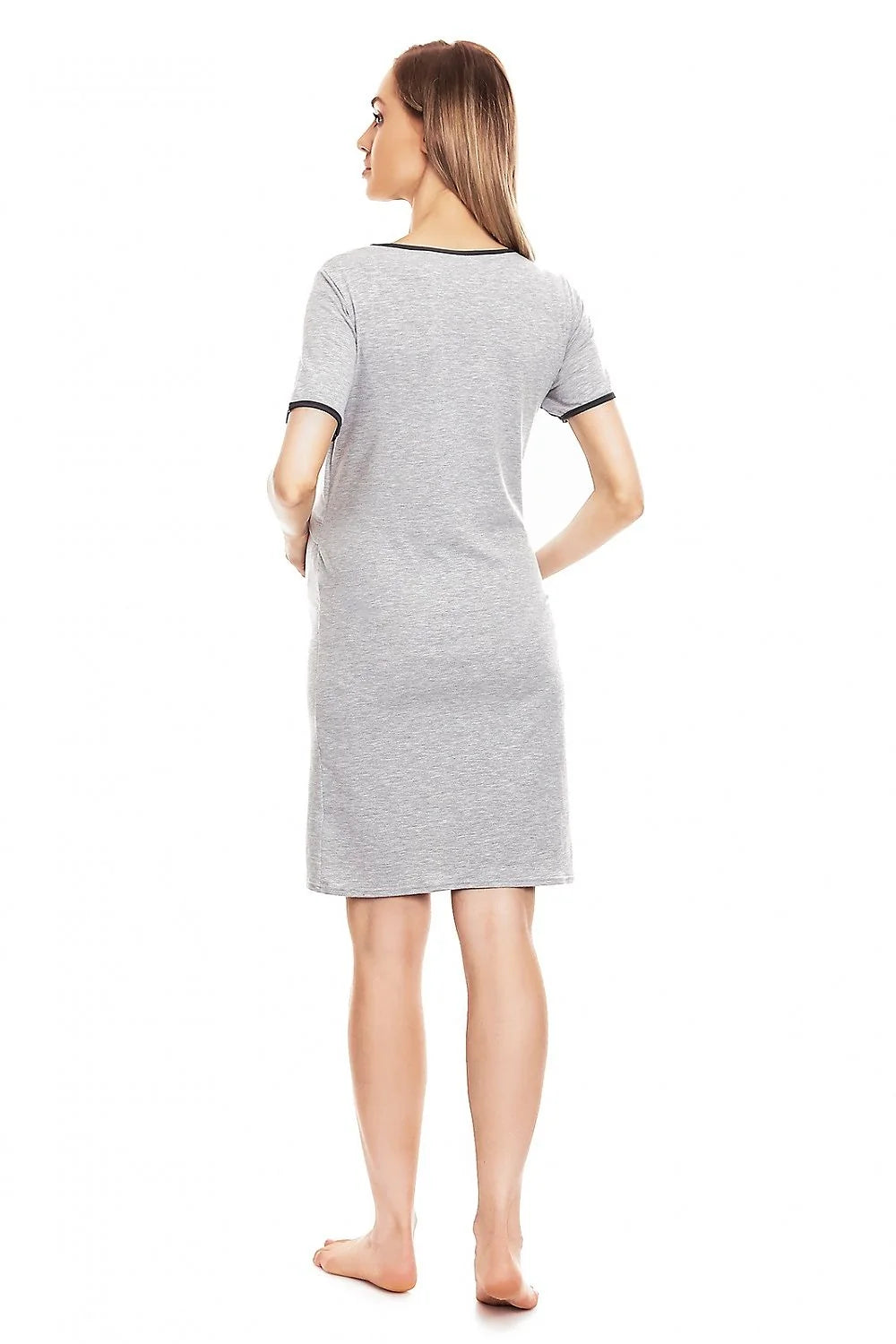 Chemise de nuit Pee Ka Boo maternité bleu pastel manches courtes cœur drapé tissu léger confort doux femmes