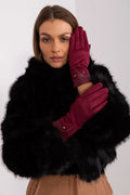 Gants élégants en daim bordeaux pour femmes, design luxueux, faux fourrure noire, style intemporel, occasion hiver soiré
