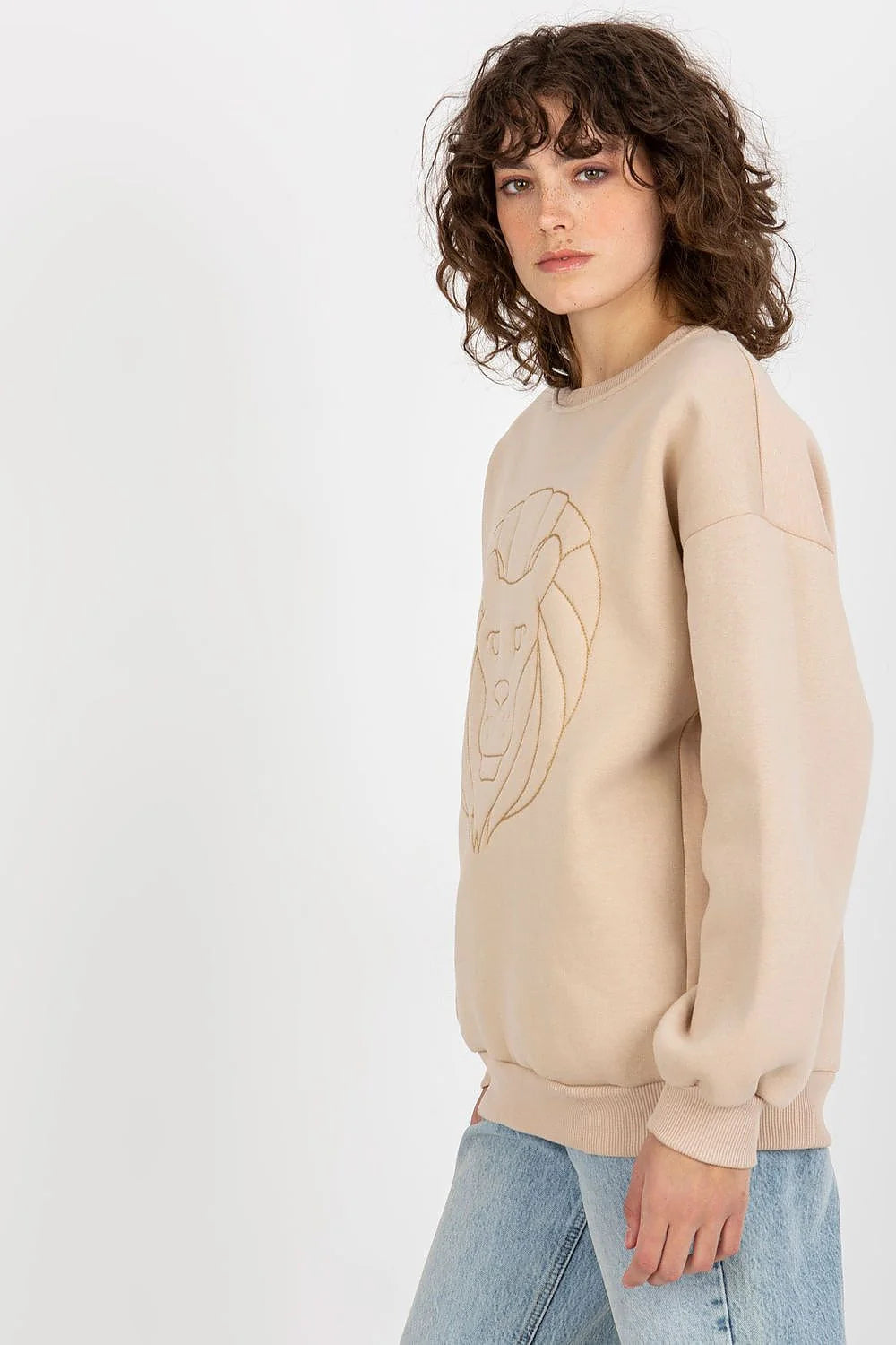 sweatshirt féminin élégant confortable décontracté mélange coton élasthanne doublure chaude extensible durable manches longues col rond broderie subtile polyvalent stylé