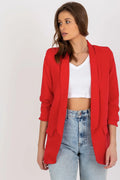 Blazer pour femme rouge vif ajusté manches longues style moderne coupe élégante polyester 95% élasthanne 5% Vest Italy Moda