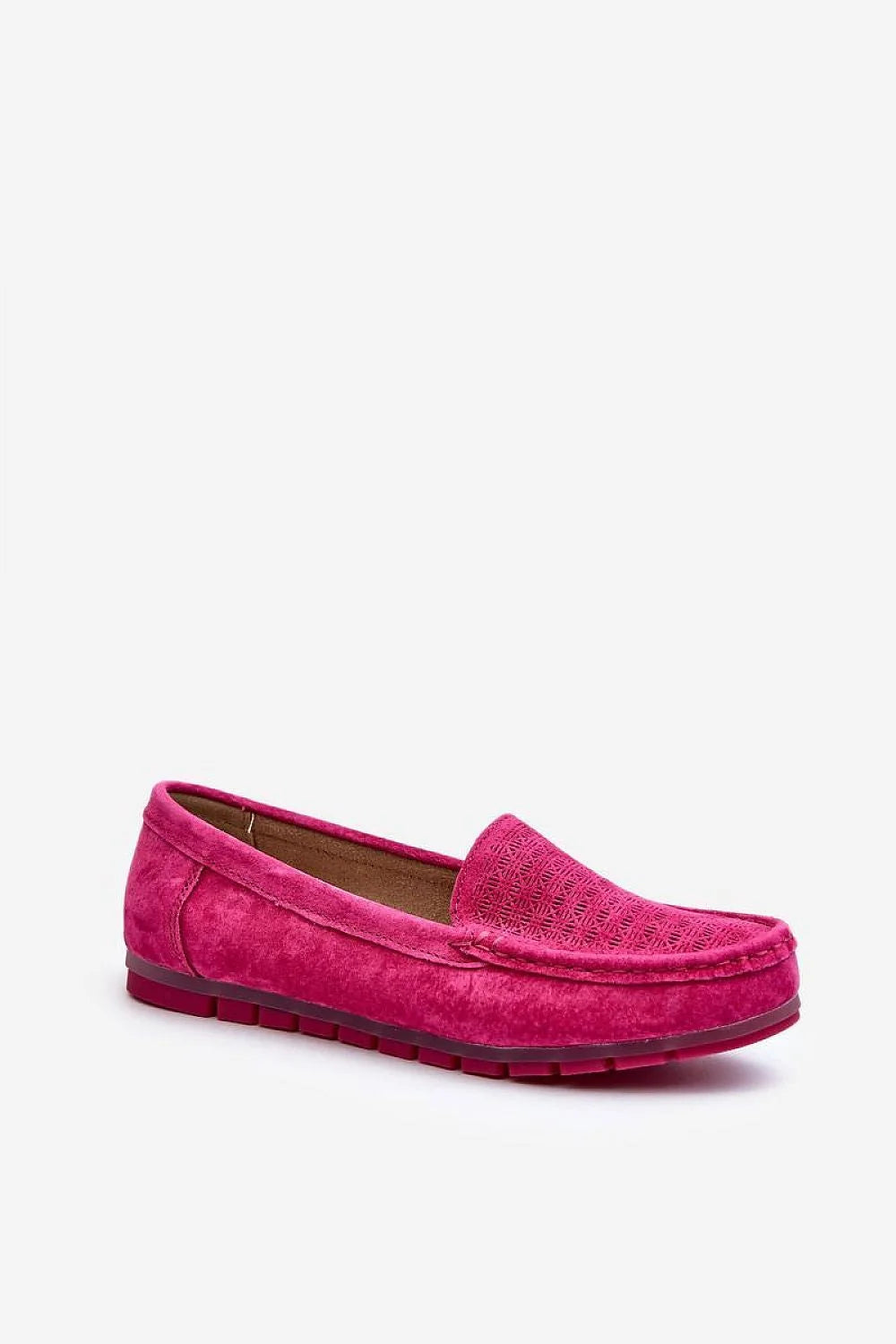 Mocassins S.Barski Femme Élégance Moderne en Cuir Suédé Rose Fuchsia Design Géométrique Finitions Artisanales Confort Journée Entière Occasions Spéciales