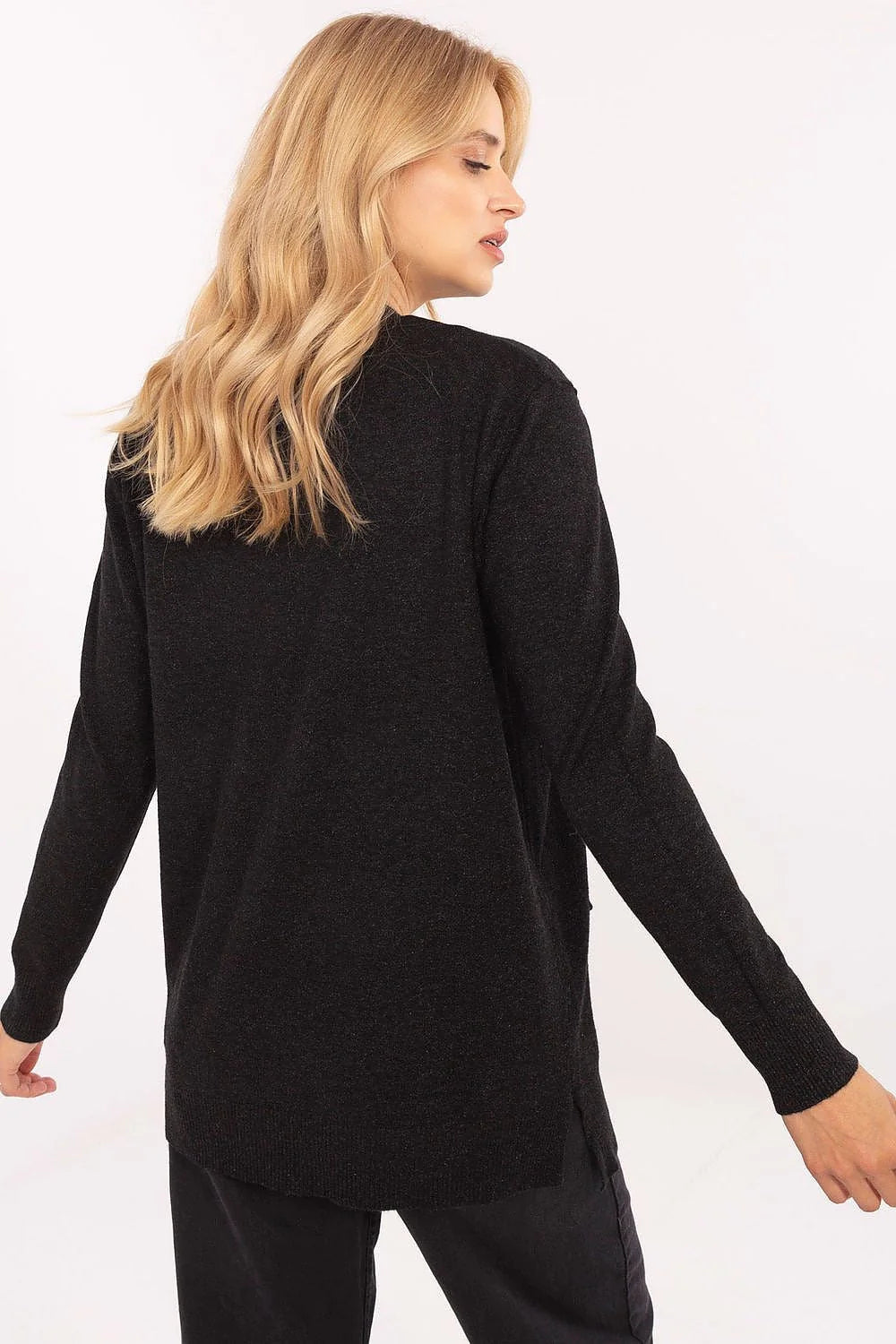 cardigan femme cape décontracté doux viscose modal nylon maille anthracite long ouvert manches longues poches plaquées coupe droite mi cuisses