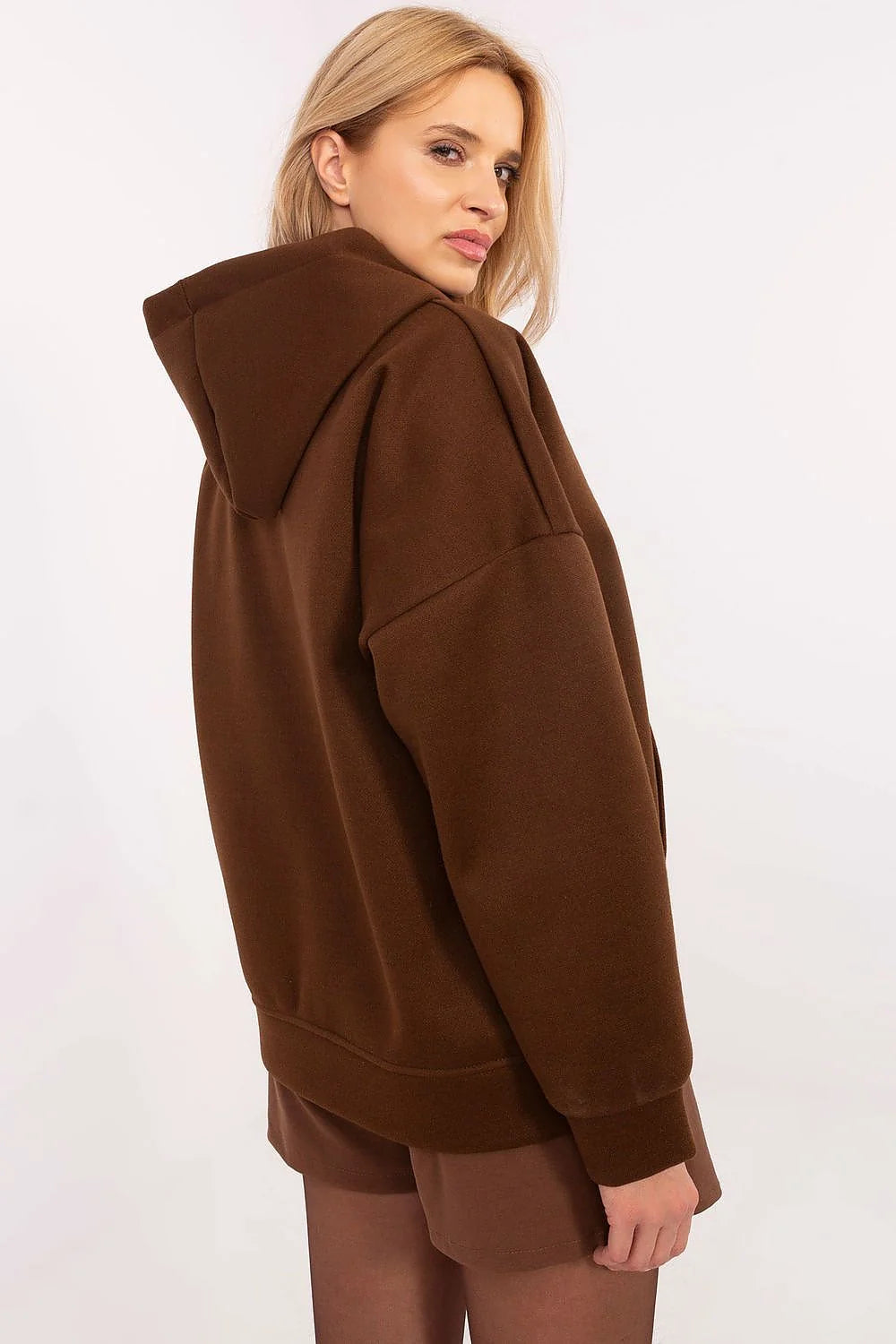 Sweatshirt femme style décontracté design ours en peluche capuche kangourou poche longues manches coton doux automne hiver