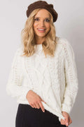Pull Femme Blanc Torsadé en Laine Confortable Chic Style Intemporel Élégant Décontracté Mode Casual