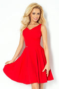 Robe de cocktail élégante rouge sans manches en polyester viscose coupe ajustée taille serrée femme