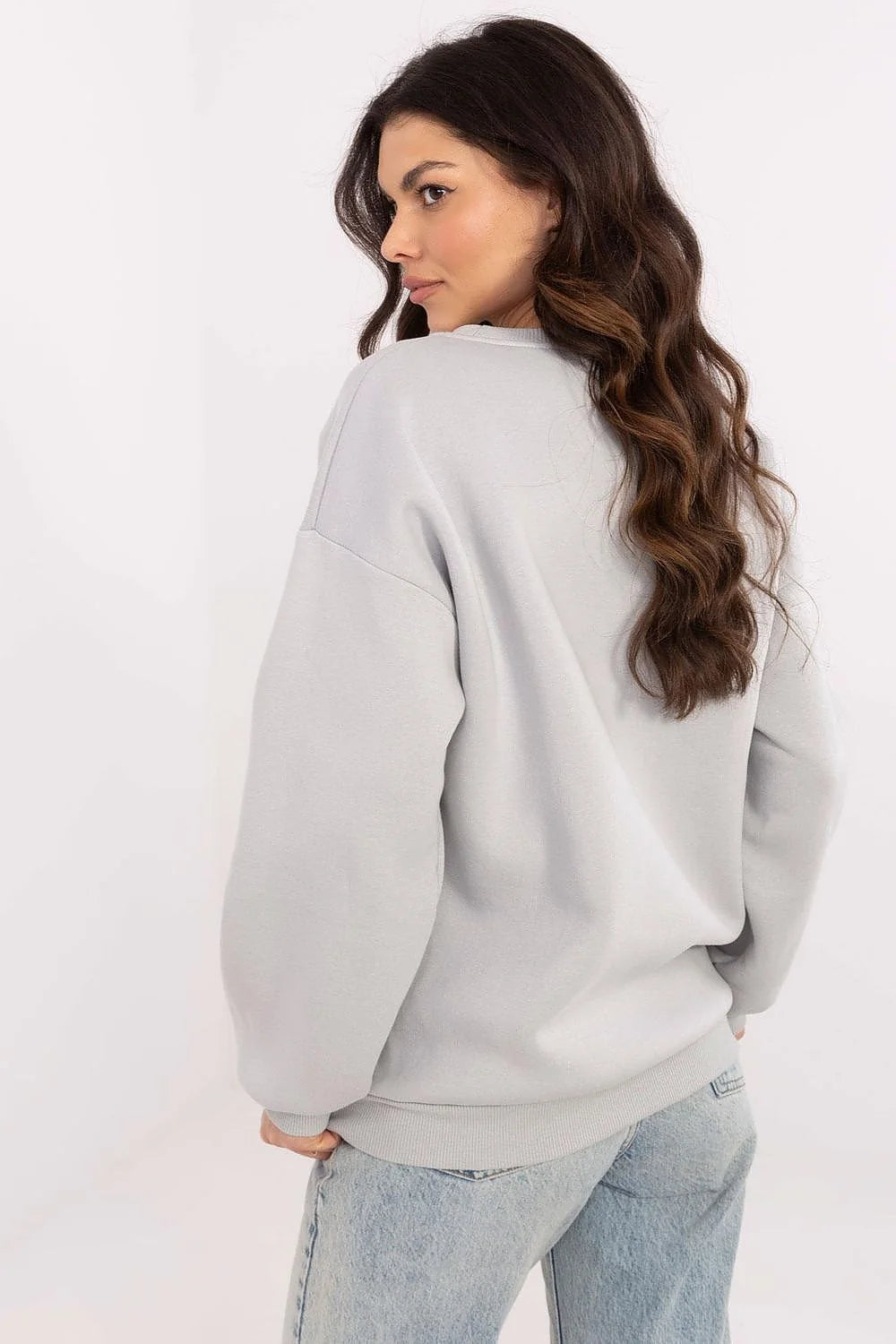 Sweatshirt ample femme style universitaire Boston Massachusetts Property New England coton polyester maille douce oversize manches longues encolure ronde