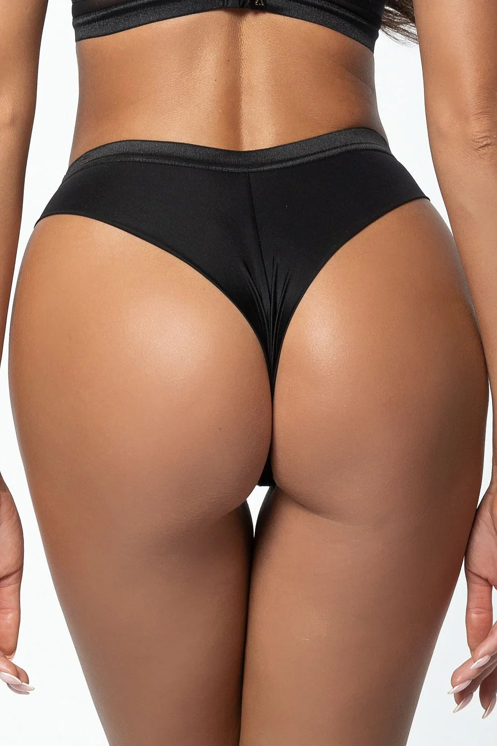 Culottes brésilienne high waist mesh satin noir sexy élégantes féminines confortables maintien parfait lingerie intime