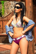 Maillot de bain deux pièces imprimé géométrique couleurs viveshanche polyamide élasthanne femme plage piscine