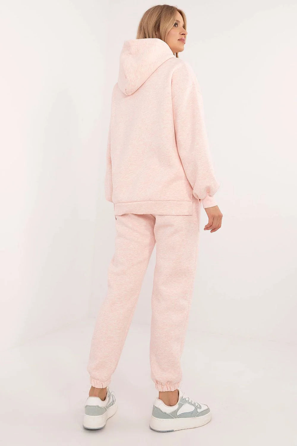 Ensemble casual femme sweat à capuche et pantalon joggers rose pâle coton polyester confortable tendance