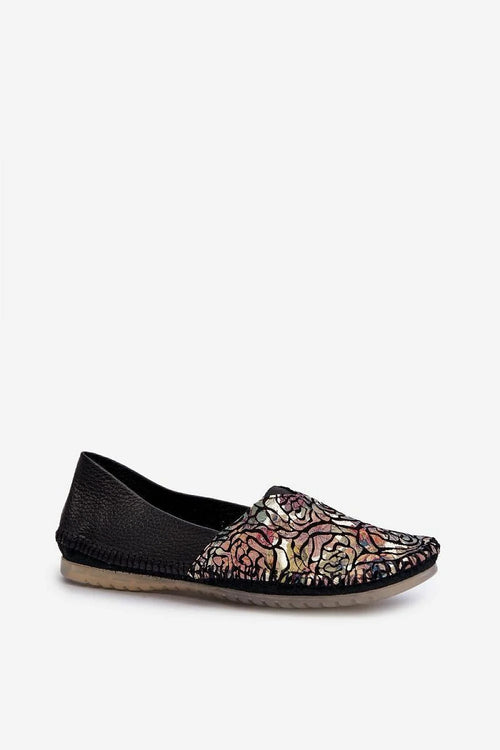 Ballerines femmes style mocassins motif multicolore artistique cuir confort semelle intérieure handmade Maciejka collection été ville