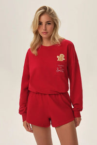 Pyjama Henderson Femme en Coton Doux Chemise Longues Manches Shorts Courts Fête Noël Confort Élégance Occasion Spéciale