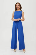 Combinaison élégante sans manches bleu vif Makover coupe ajustée buste large taille ajustable occasion semi-formelle femme