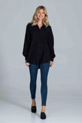 Chemise manche longue Figl classique oversize col boutons poignets universelle acrylique polyester laine femme