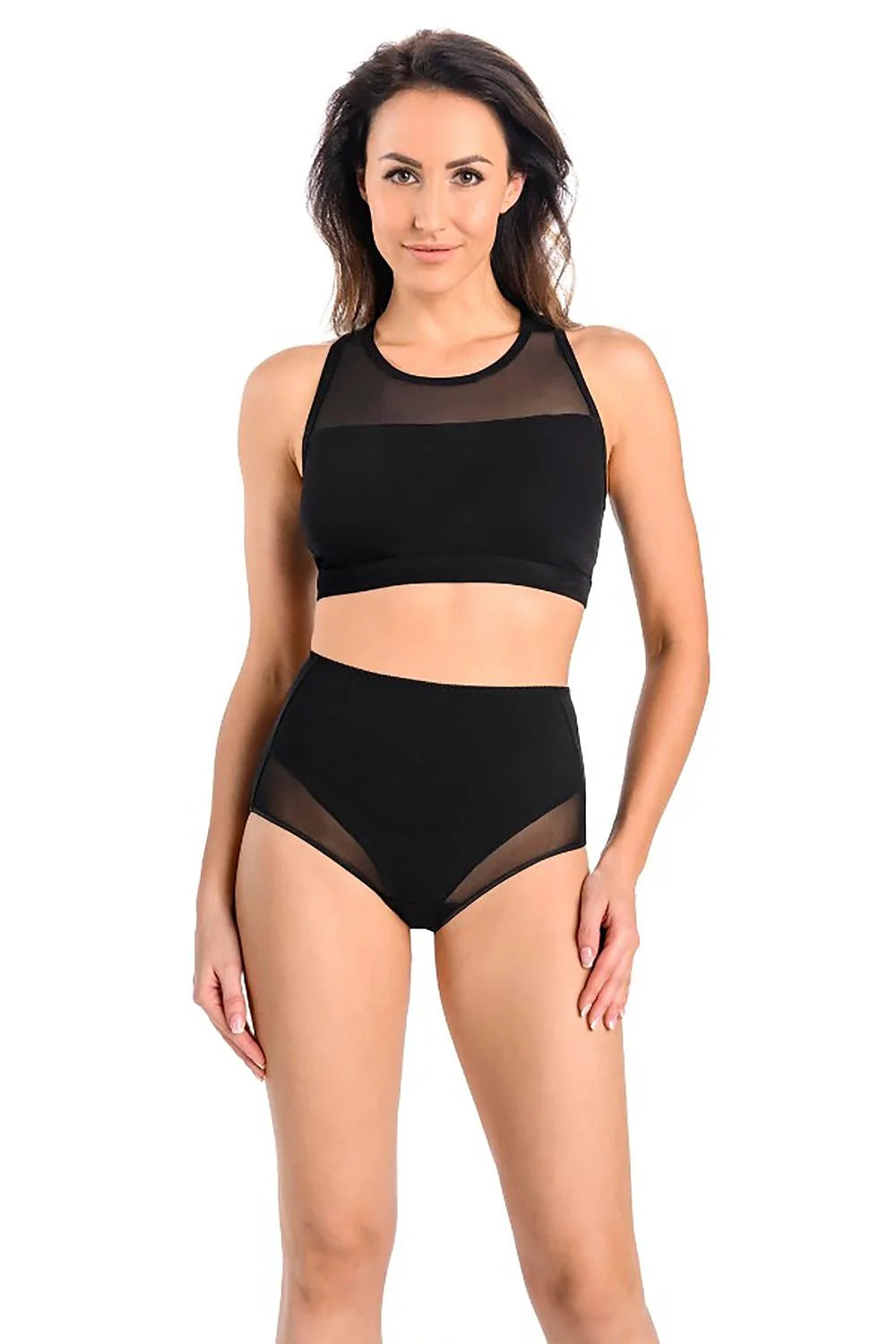 Ensemble de culottes pour femme en noir, blanc et beige, taille haute, maille d'anticipation, confort et style, idéal pour le quotidien
