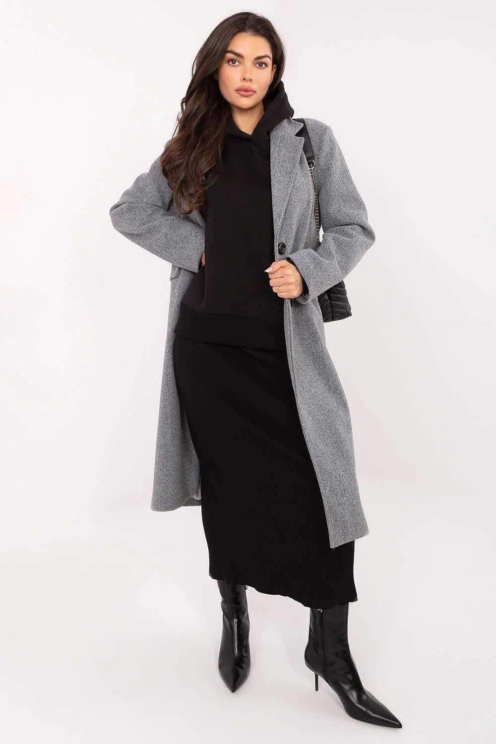 sweatshirt femme oversize noir capuche imprimée boxy coton stretch doux extensible manches longues bords côtes doublé chaud confortable