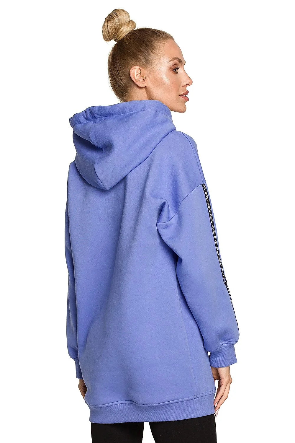Sweatshirt Moe oversize capuche bleu femme confortable maille douce 90% coton 10% polyester manches larges poches latérales