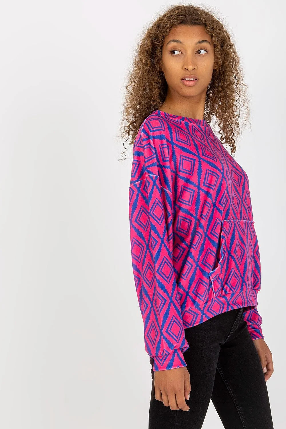 Sweatshirt Femme Manches Longues Motif Géométrique Couleurs Vives Confortable Elasthanne Viscose Taille S M L XL