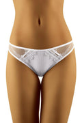 culotte Wolbar femme échancrée blanche tulle dentelle florale côtelé rayures verticales taille basse élastiques doux invisible confortable sophistiquée