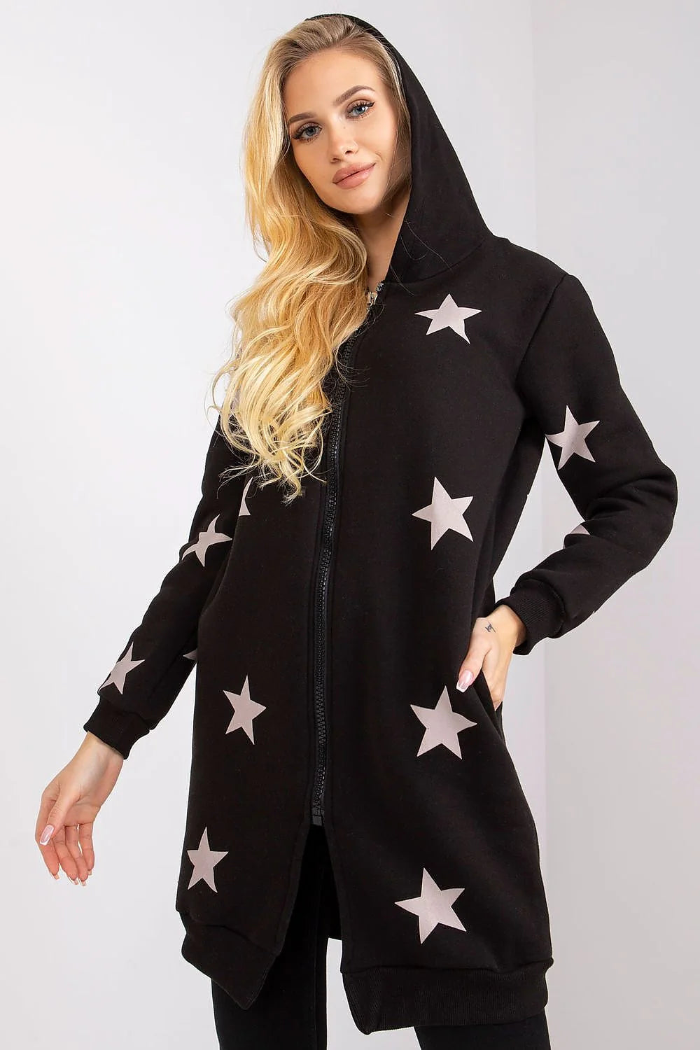 Sweatshirt coton polyester femmes oversized étoiles contrastantes athleisure décontracté quotidien style moderne confortable