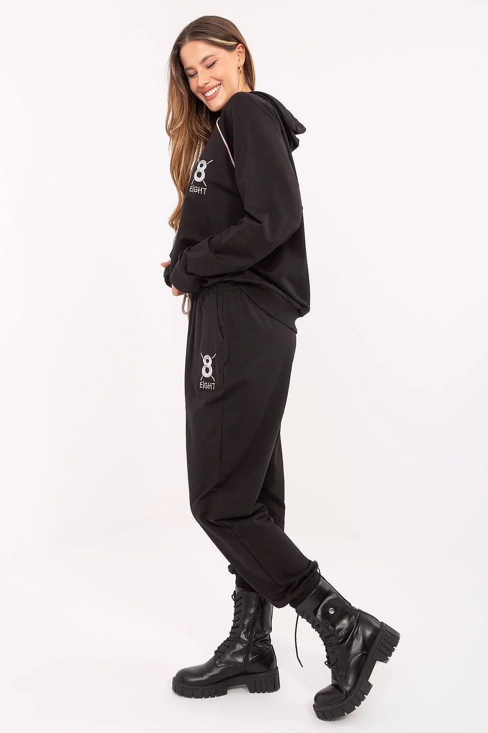 ensemble survêtement femme décontracté coton stretch doux confortable capuche cordon réglable broderie zircons scintillants jogging taille haute poches kangourou