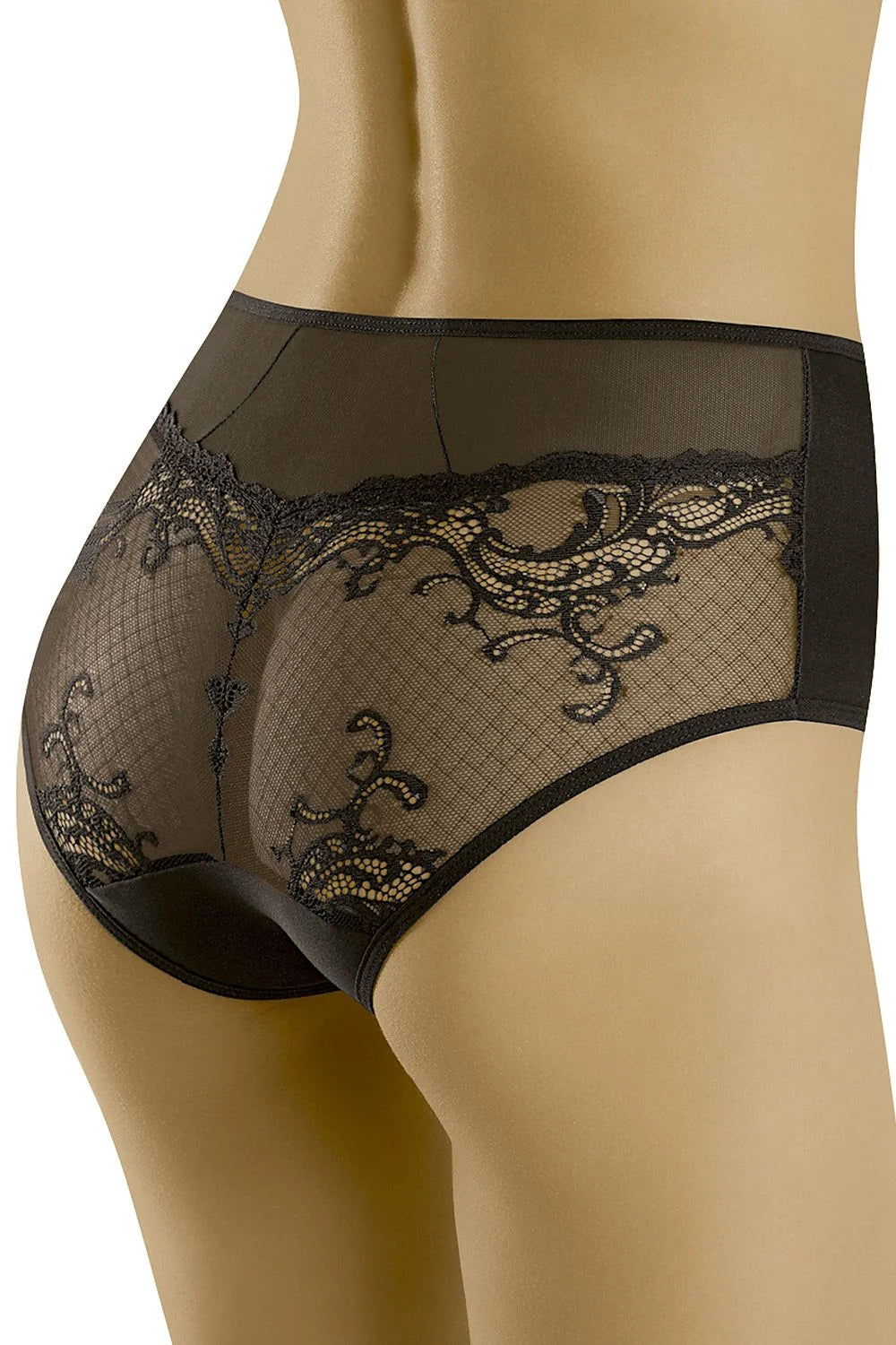 Wolbar culotte taille haute gainante ventre plat microfibre nylon élasthanne maille tulle panneaux latéraux maintien respirante bords discrets invisible