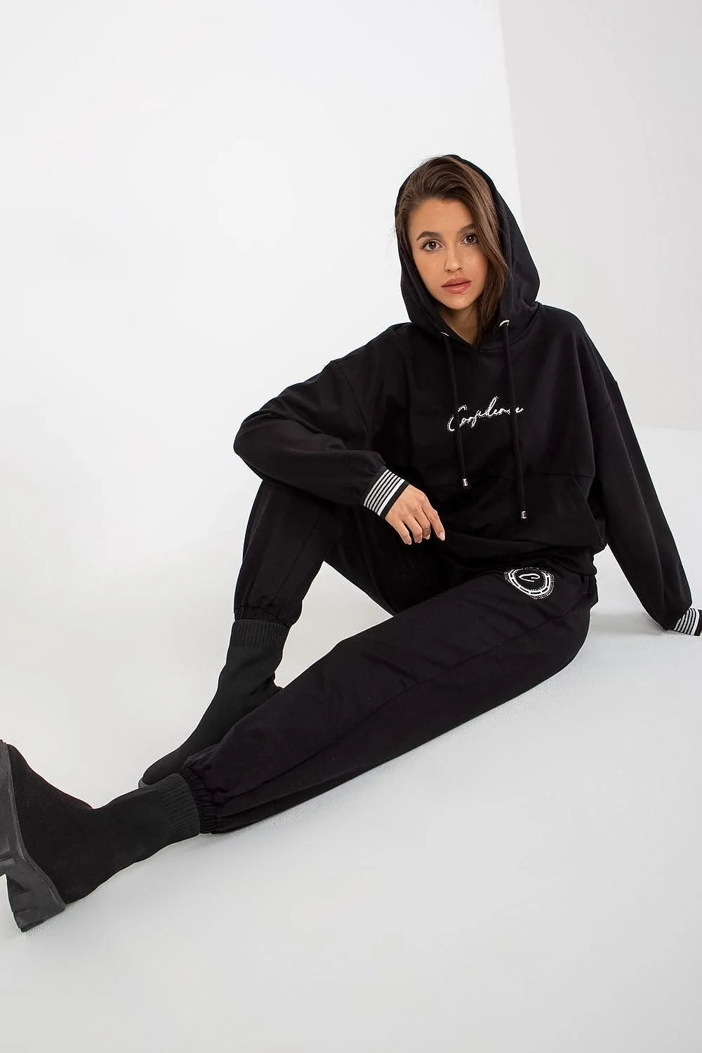 Ensemble de survêtement Relevance pour femme en coton 90% élasthanne 10% style décontracté sport-chic sweat-shirt capuche pantalon long